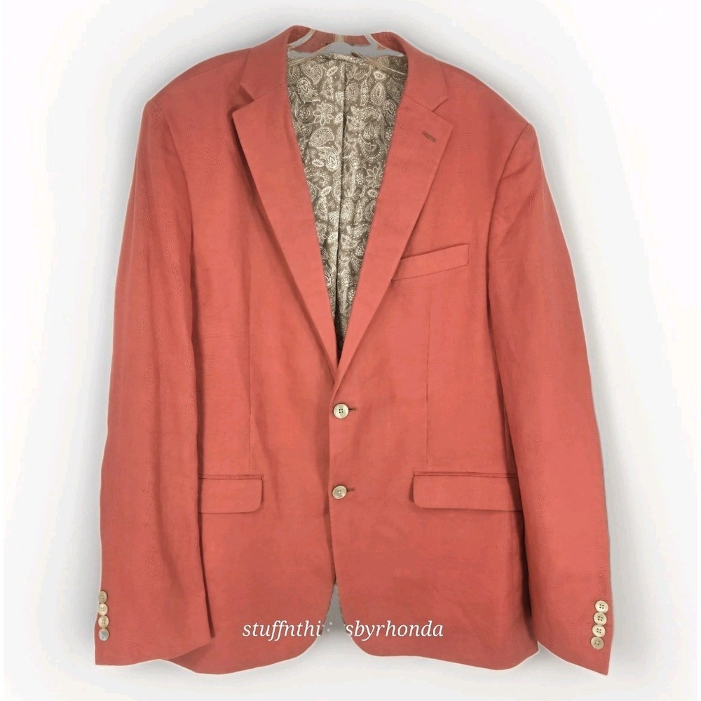 Lauren Ralph Lauren Classic Fit Linen Sport Coats 44‎ L Salmon Pink Beach Resort